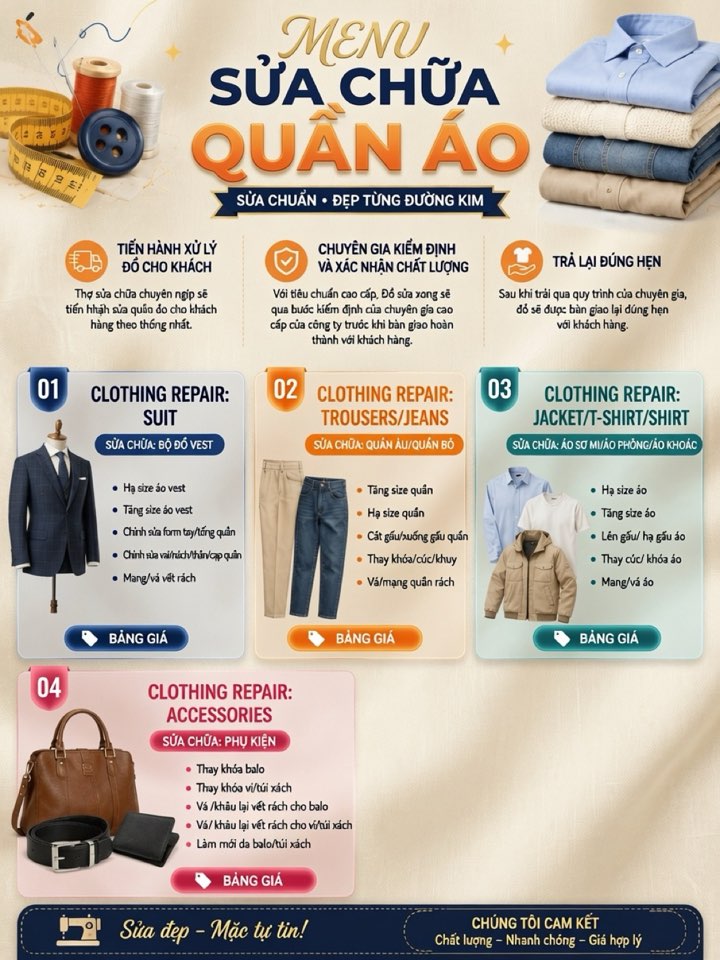 Bàn thợ tại tiệm, nơi xem đồ và báo giá trước khi sửa